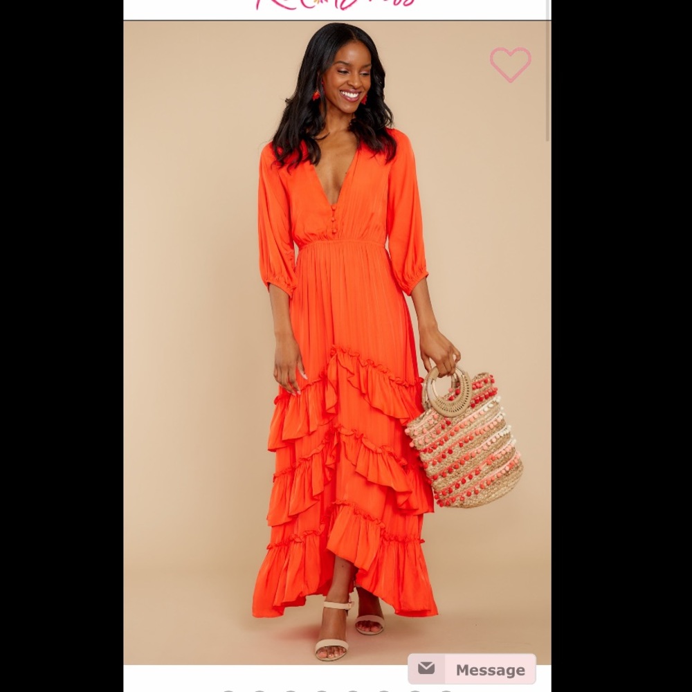 Orange Maxi Dress (Missing Button) - image 1
